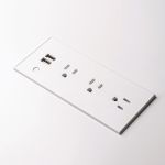 Brandstand CubieMod In-Desk Power Charging Station, 3 Power Outlets, 2 USB Ports, White